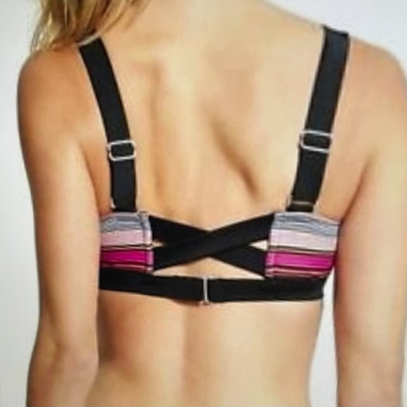 Athleta Capri Stripe Pura Bikini Top/Sports Bra Perfect Condition Size 32D/DD - Picture 7 of 10